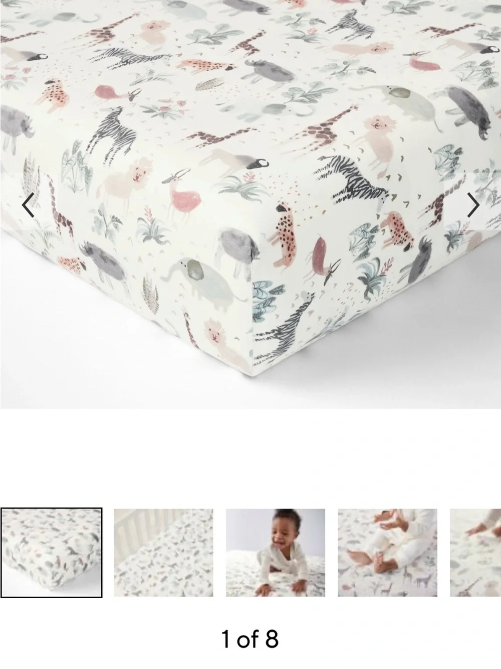 Pottery Barn Organic Cotton Safari Crib Sheet (1 fitted sheet)